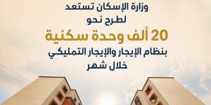 التفاصيل والشروط..  الإسكان تستعد لطرح نحو 20 ألف وحدة سكنية بنظام الإيجار والإيجار التمليكي خلال شهر - وكالة البوصلة الإخبارية