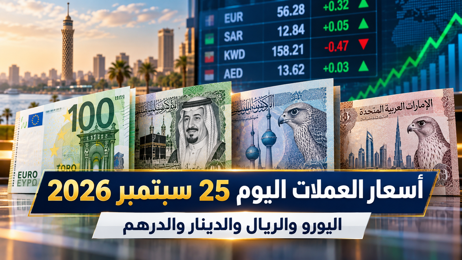 أسعار العملات اليوم الجمعة 25 سبتمبر 2026 في مصر.. اليورو والريال السعودي والدينار الكويتي والدرهم