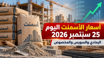 أسعار الأسمنت اليوم 25 سبتمبر 2026 في مصر - الرمادي والسويس والمخصوص