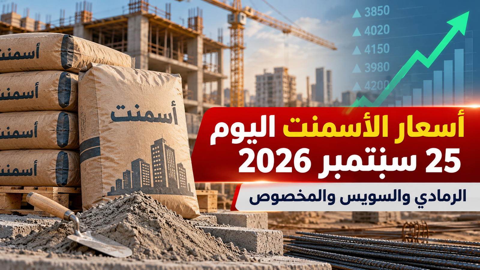 أسعار الأسمنت اليوم الجمعة 25 سبتمبر 2026 في مصر.. الرمادي والسويس والمخصوص بعد آخر تحديث