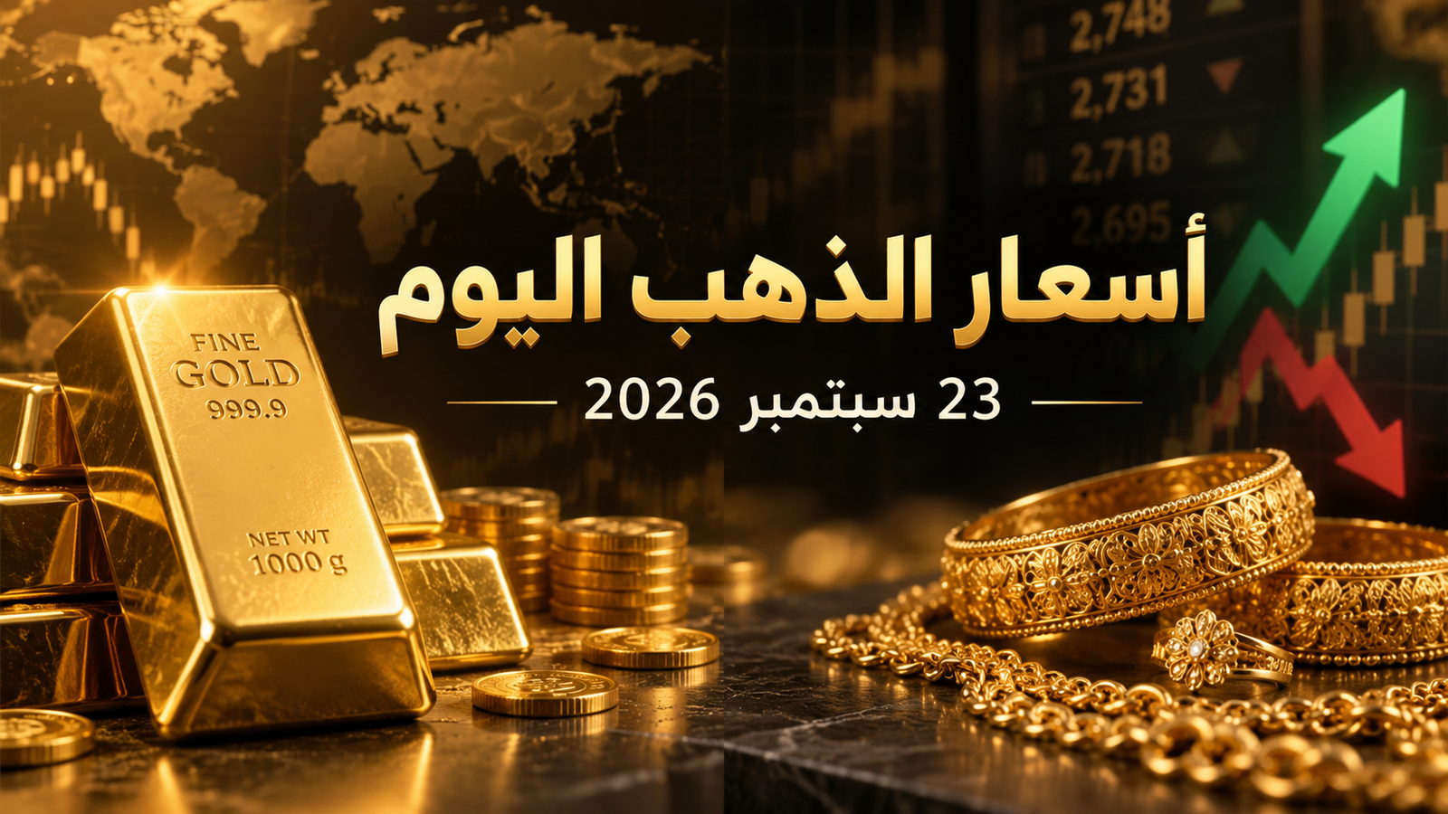 سعر الذهب اليوم 23 سبتمبر 2026 في مصر.. تحديث عيار 21 والجنيه الذهب والمصنعية