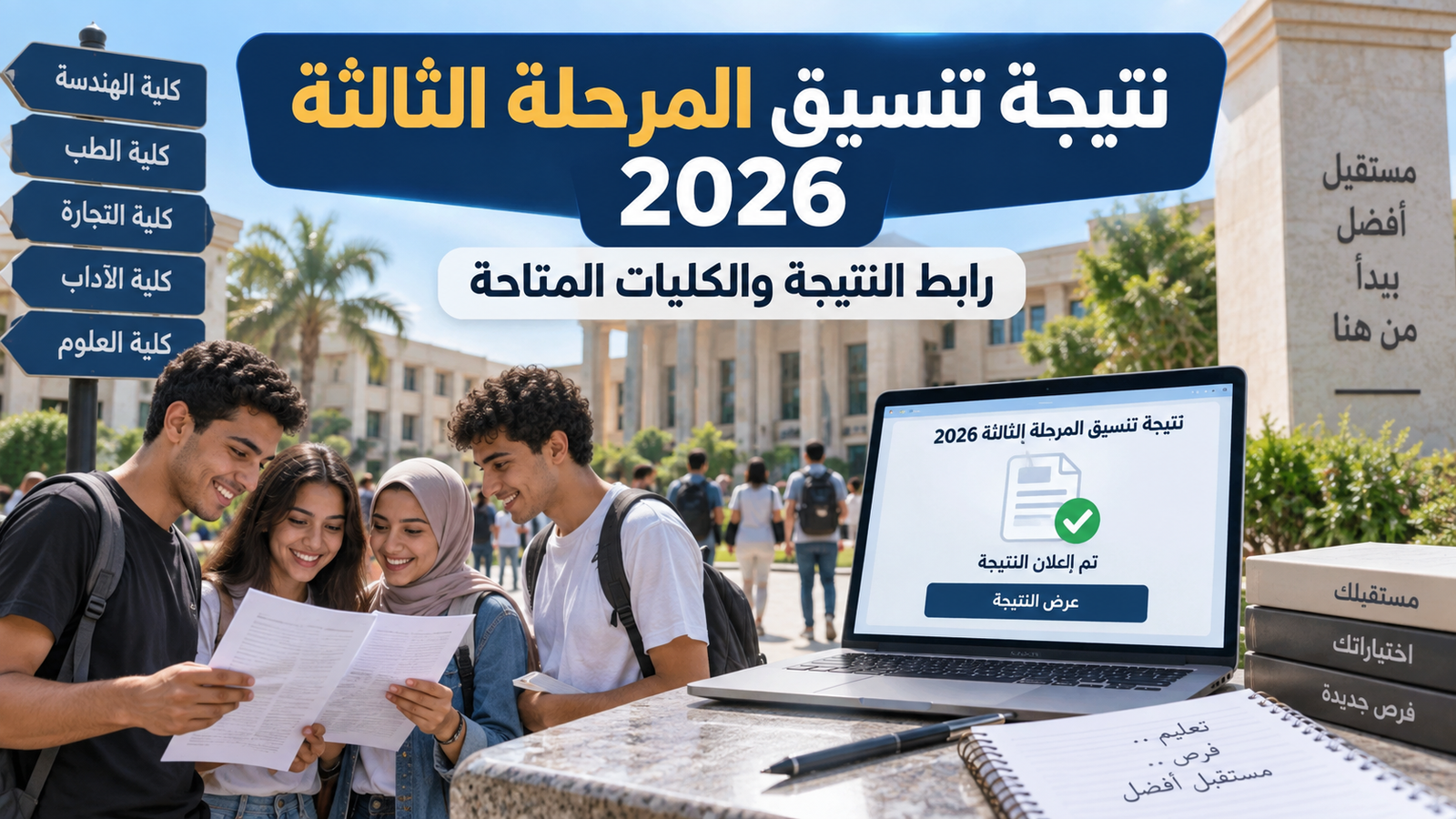 نتيجة تنسيق المرحلة الثالثة 2026.. رابط الاستعلام وخطوات ما بعد الترشيح والكليات والمعاهد