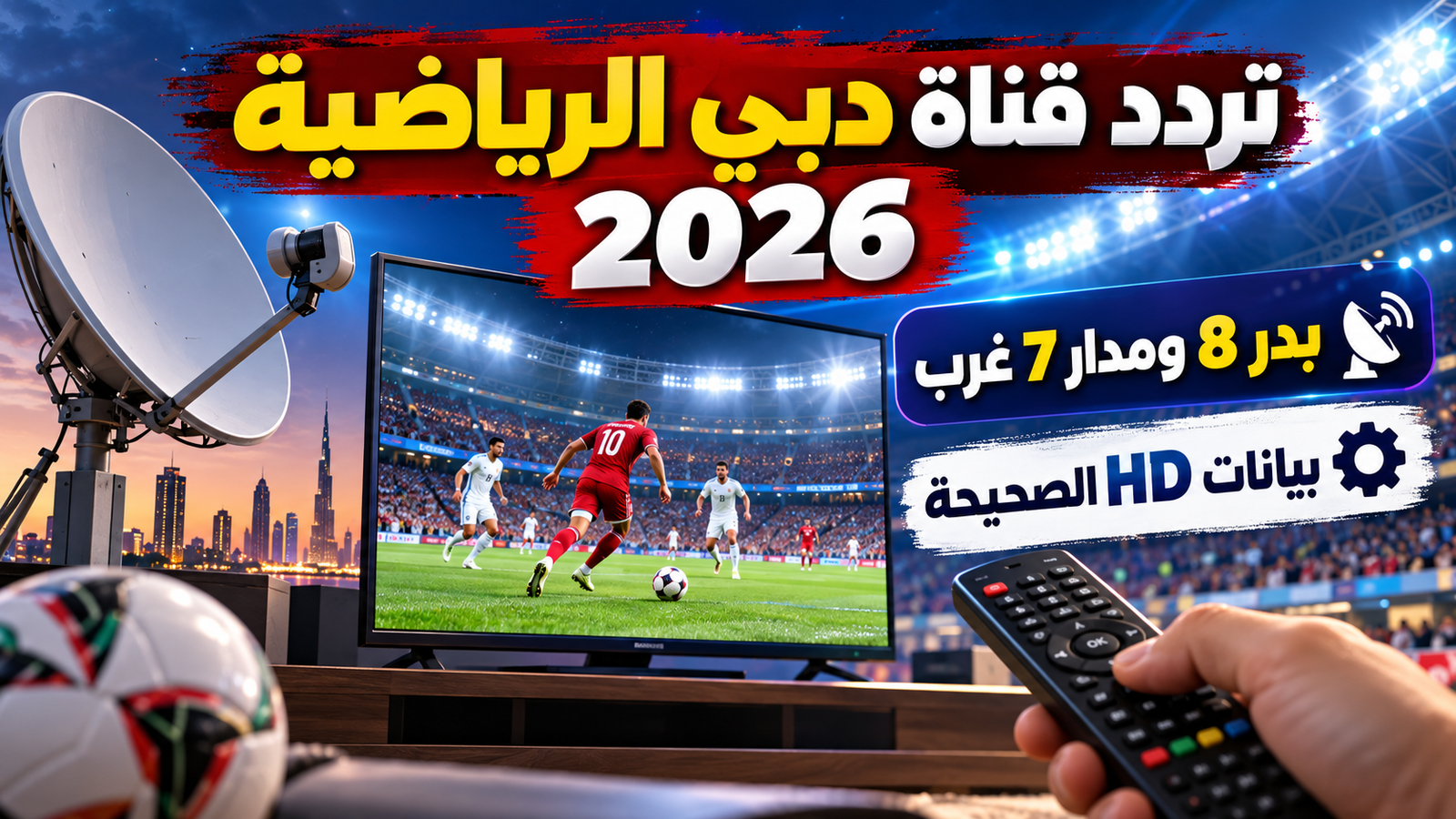 تردد قناة دبي الرياضية 2026 على بدر 8 ومدار 7 غرب.. بيانات HD الصحيحة