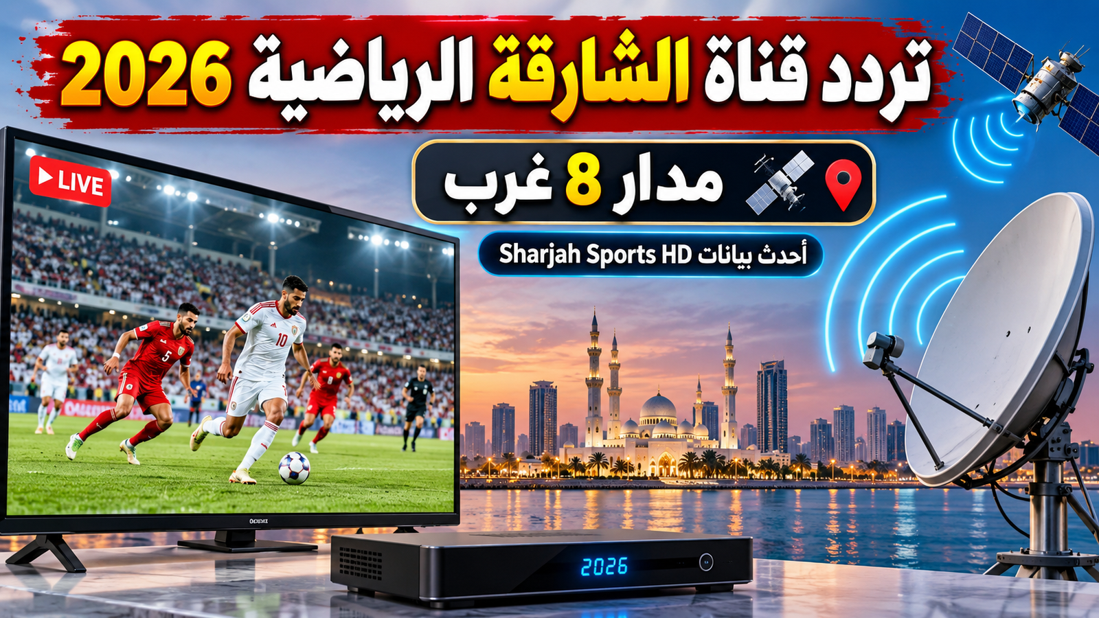 تردد قناة الشارقة الرياضية 2026 على مدار 8 غرب.. أحدث بيانات Sharjah Sports HD