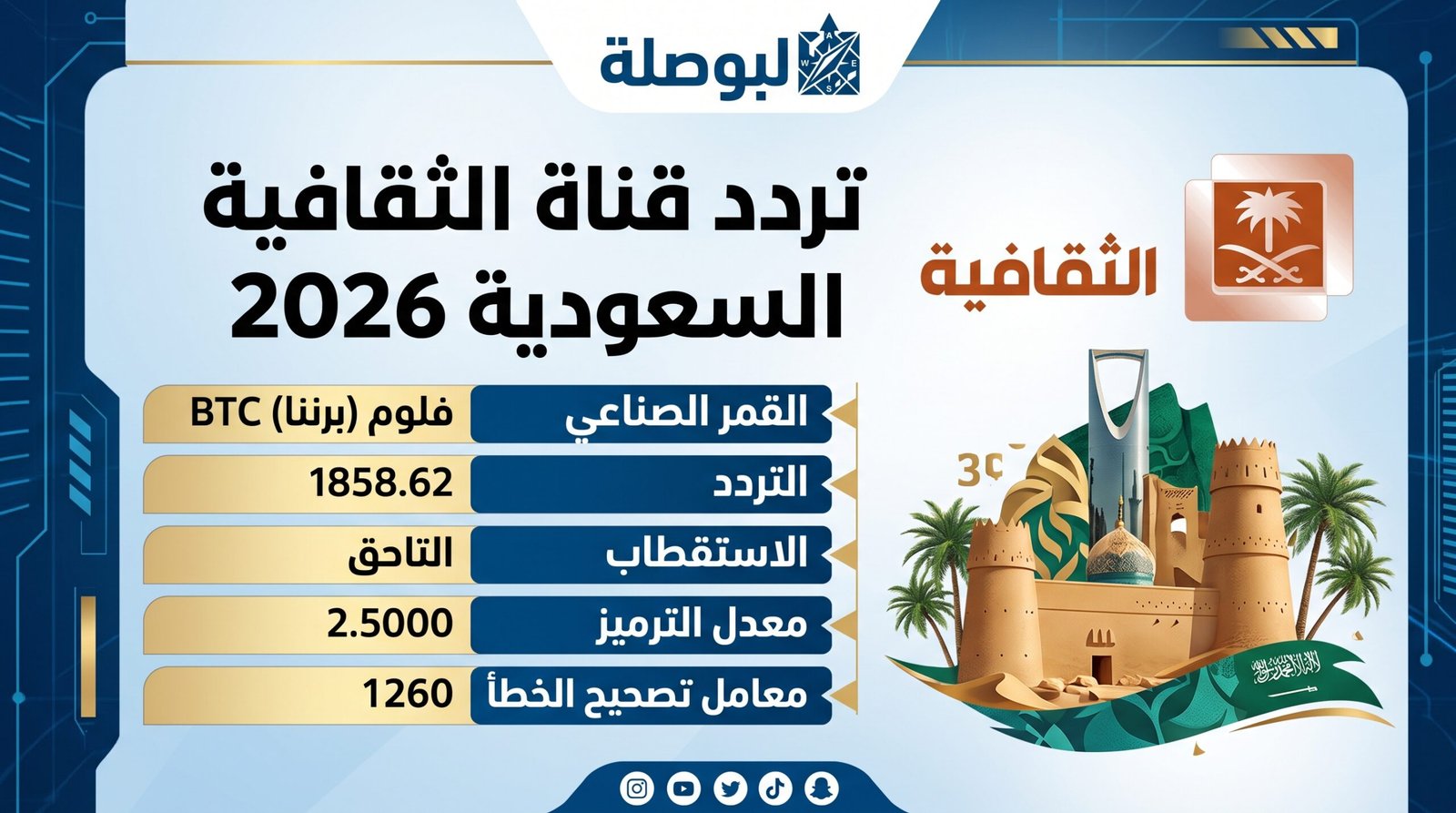 تردد قناة الثقافية السعودية 2026 على بدر 8 ونايل سات