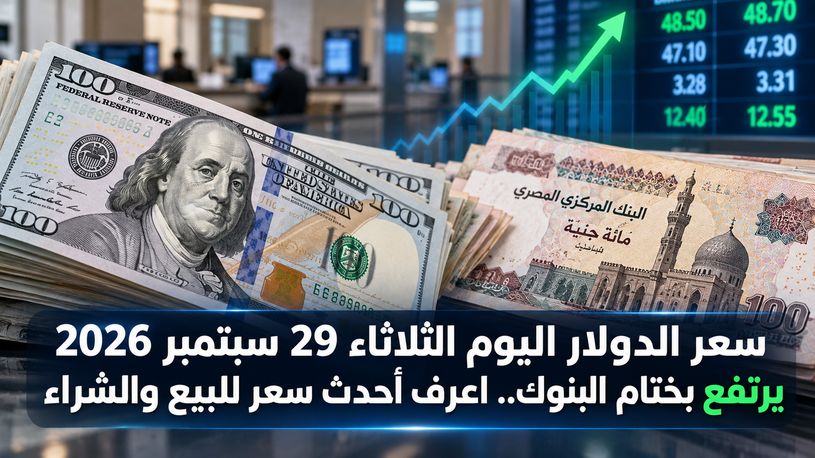 سعر الدولار اليوم الثلاثاء 29 سبتمبر 2026 يرتفع بختام البنوك.. اعرف أحدث سعر للبيع والشراء