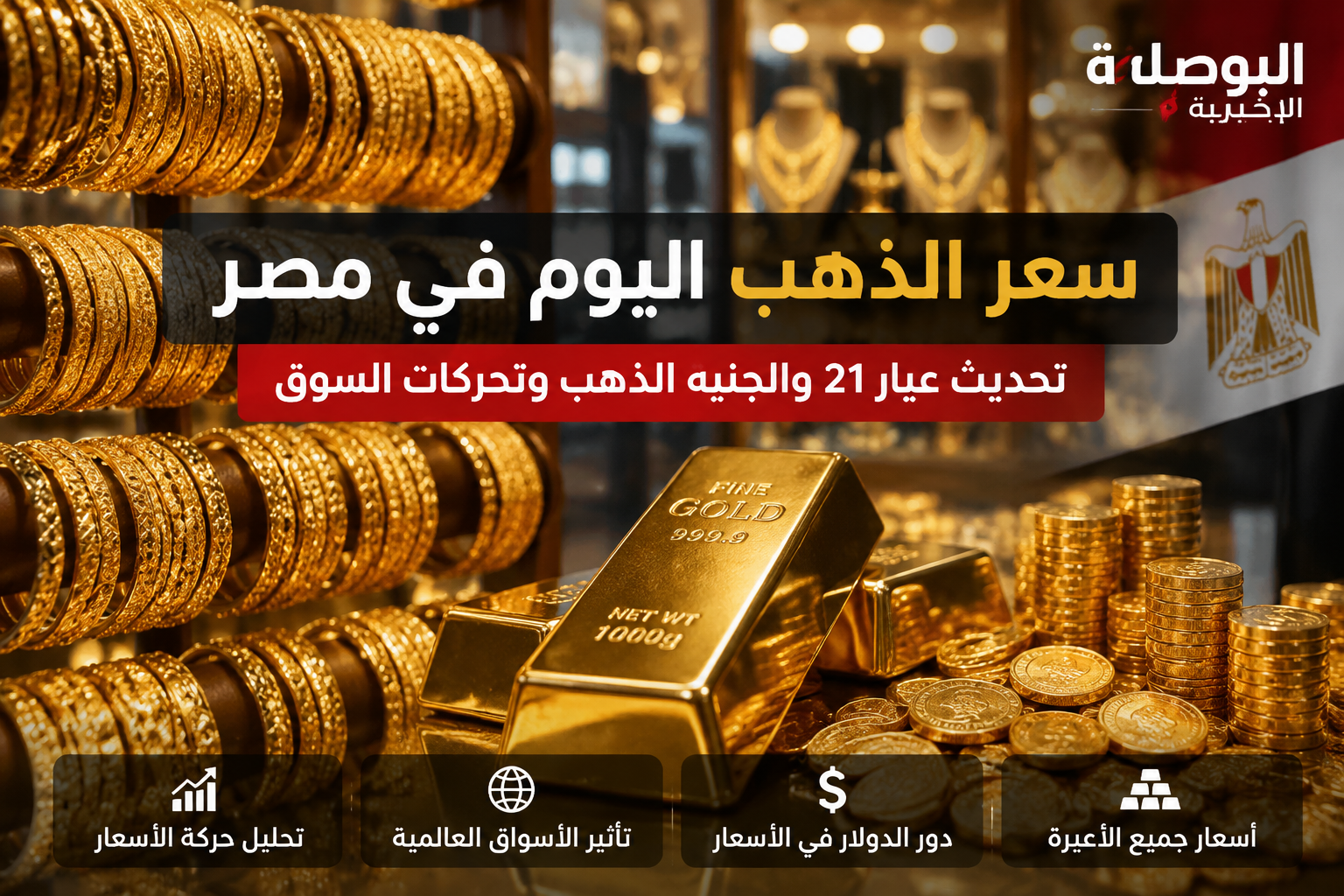 سعر الذهب اليوم الأحد 20 سبتمبر 2026 في مصر.. عيار 21 قرب 6380 جنيهًا
