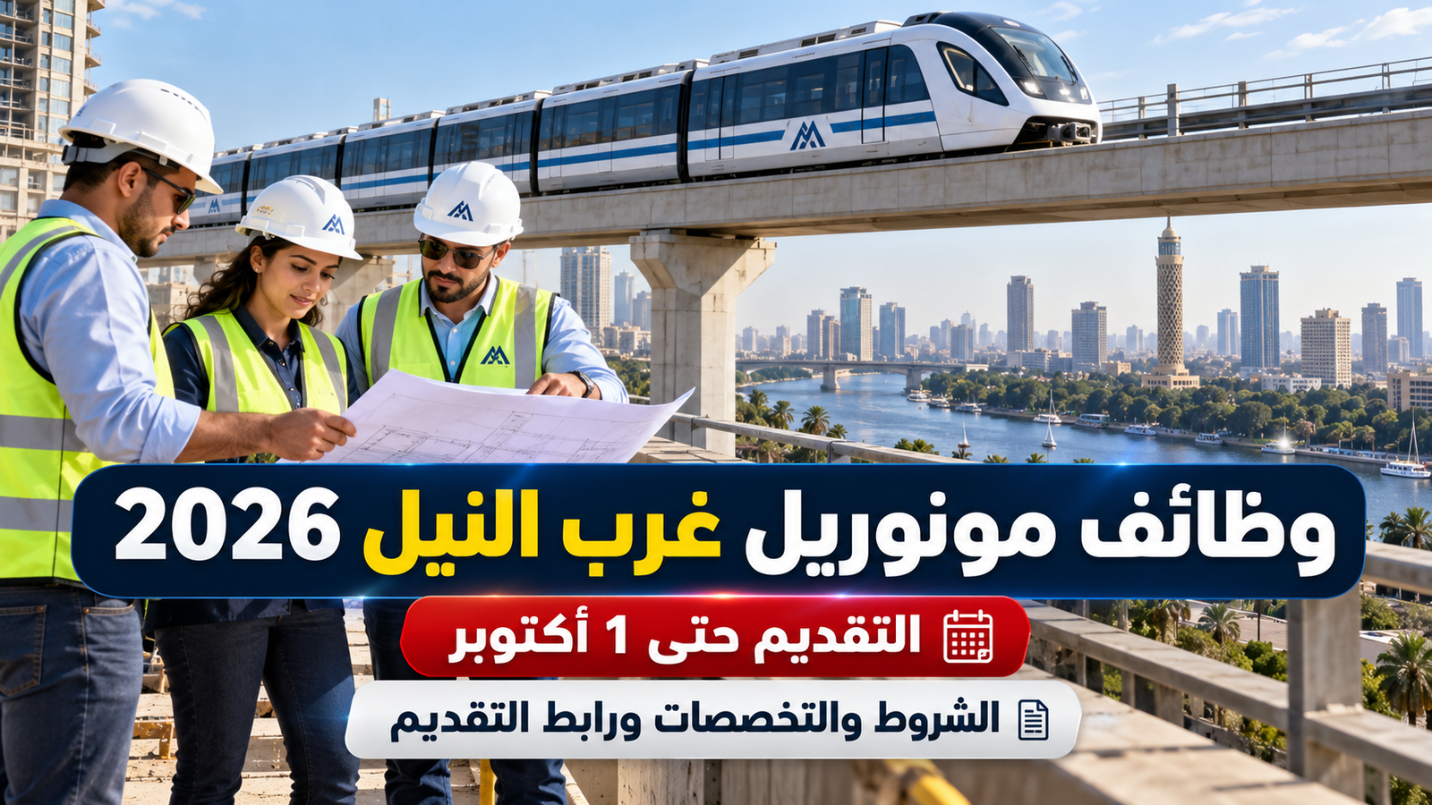 وظائف مونوريل غرب النيل 2026.. الشروط والتخصصات ورابط التقديم حتى 1 أكتوبر