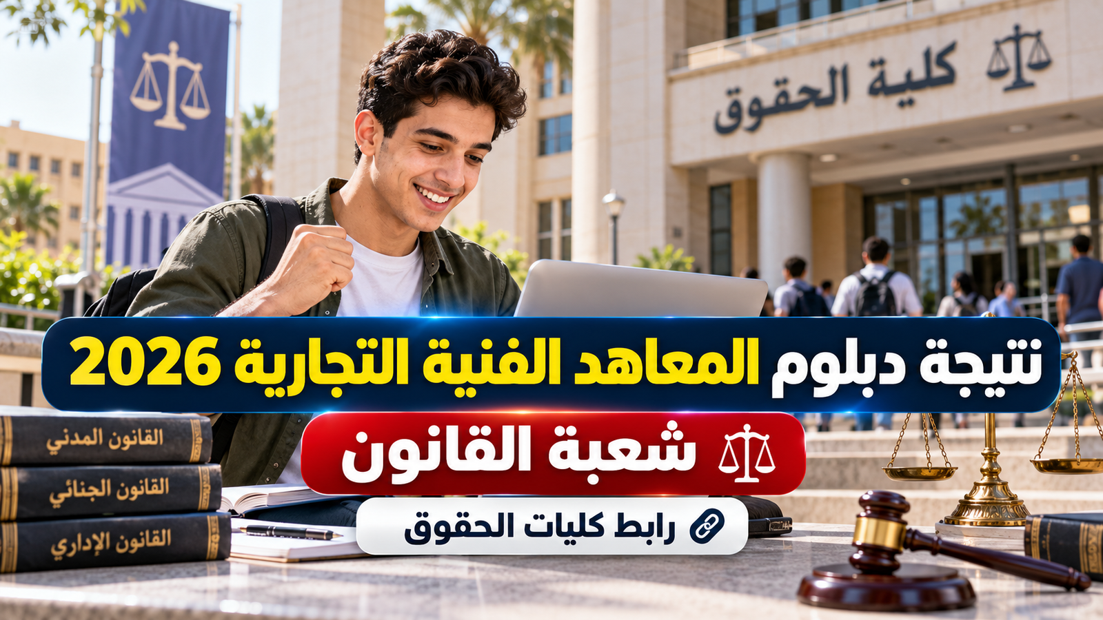 نتيجة اختبارات دبلوم المعاهد الفنية التجارية 2026 شعبة القانون.. رابط كليات الحقوق