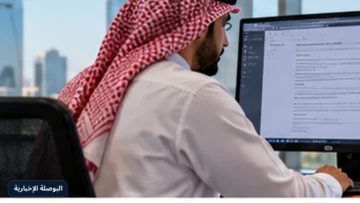 موظف سعودي يراجع عقدًا إلكترونيًا – صورة تعبيرية لتوثيق عقود العمل عبر قوى