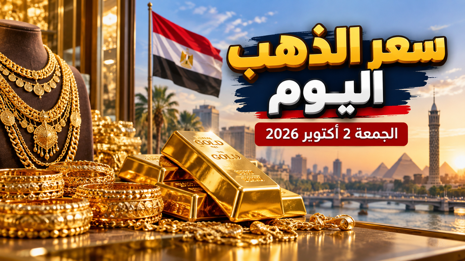 سعر الذهب اليوم الجمعة 2 أكتوبر 2026 في مصر.. عيار 21 يسجل 6150 جنيهًا