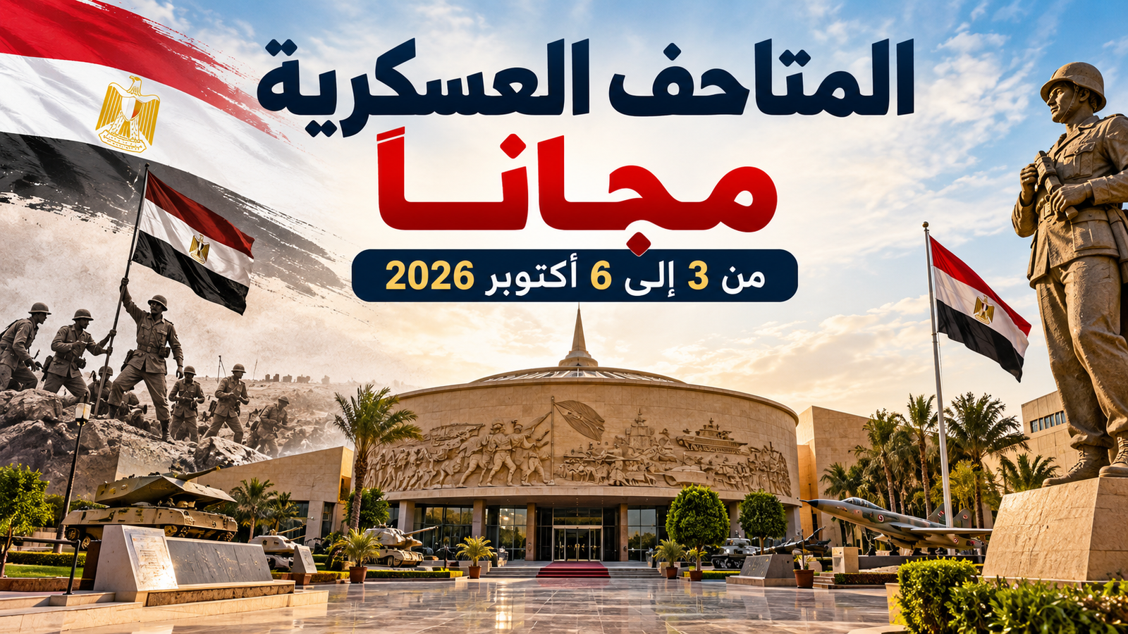 المتاحف العسكرية مجانًا من 3 إلى 6 أكتوبر 2026.. الأماكن المشمولة وتفاصيل الزيارة