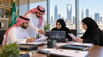 مهنيون سعوديون داخل مكتب موارد بشرية – صورة تعبيرية عن توطين 69 مهنة إدارية