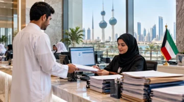 مراجعة مستندات توظيف في مكتب حكومي كويتي – صورة تعبيرية عن ترشيحات ديوان الخدمة المدنية