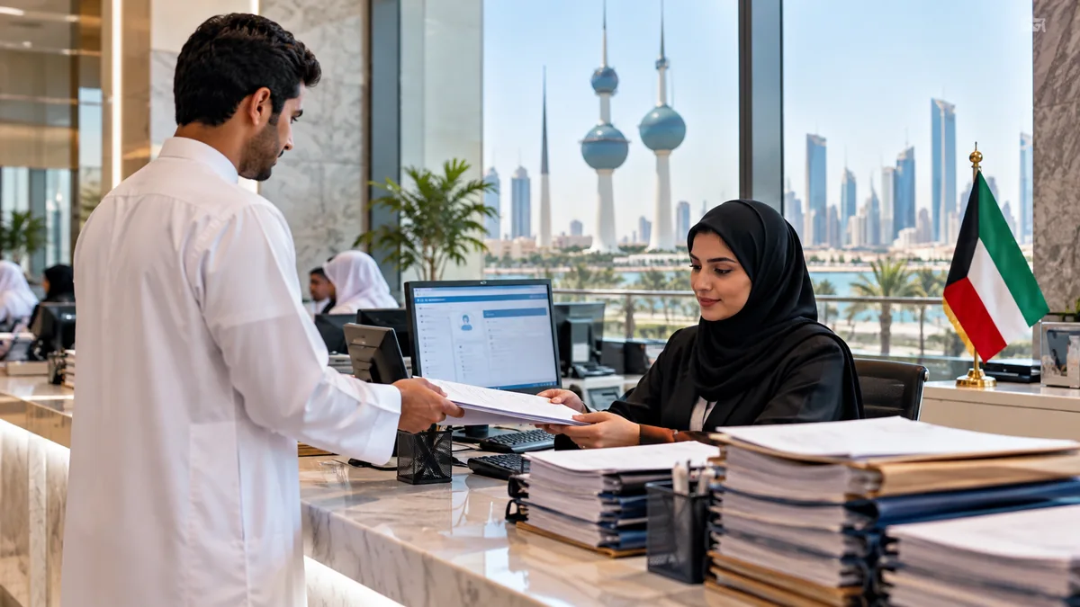 مراجعة مستندات توظيف في مكتب حكومي كويتي – صورة تعبيرية عن ترشيحات ديوان الخدمة المدنية