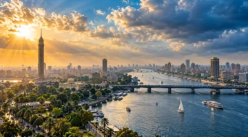 مشهد لنهر النيل والقاهرة تحت سحب متفرقة – حالة الطقس اليوم الثلاثاء 13 أكتوبر 2026