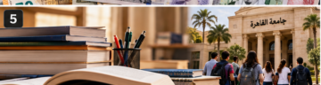 طلاب وكتب ومبنى جامعة في تصميم توضيحي