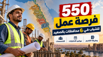 550 فرصة عمل لشباب 6 محافظات بالصعيد 2026 ومواعيد الاختبارات والتقديم
