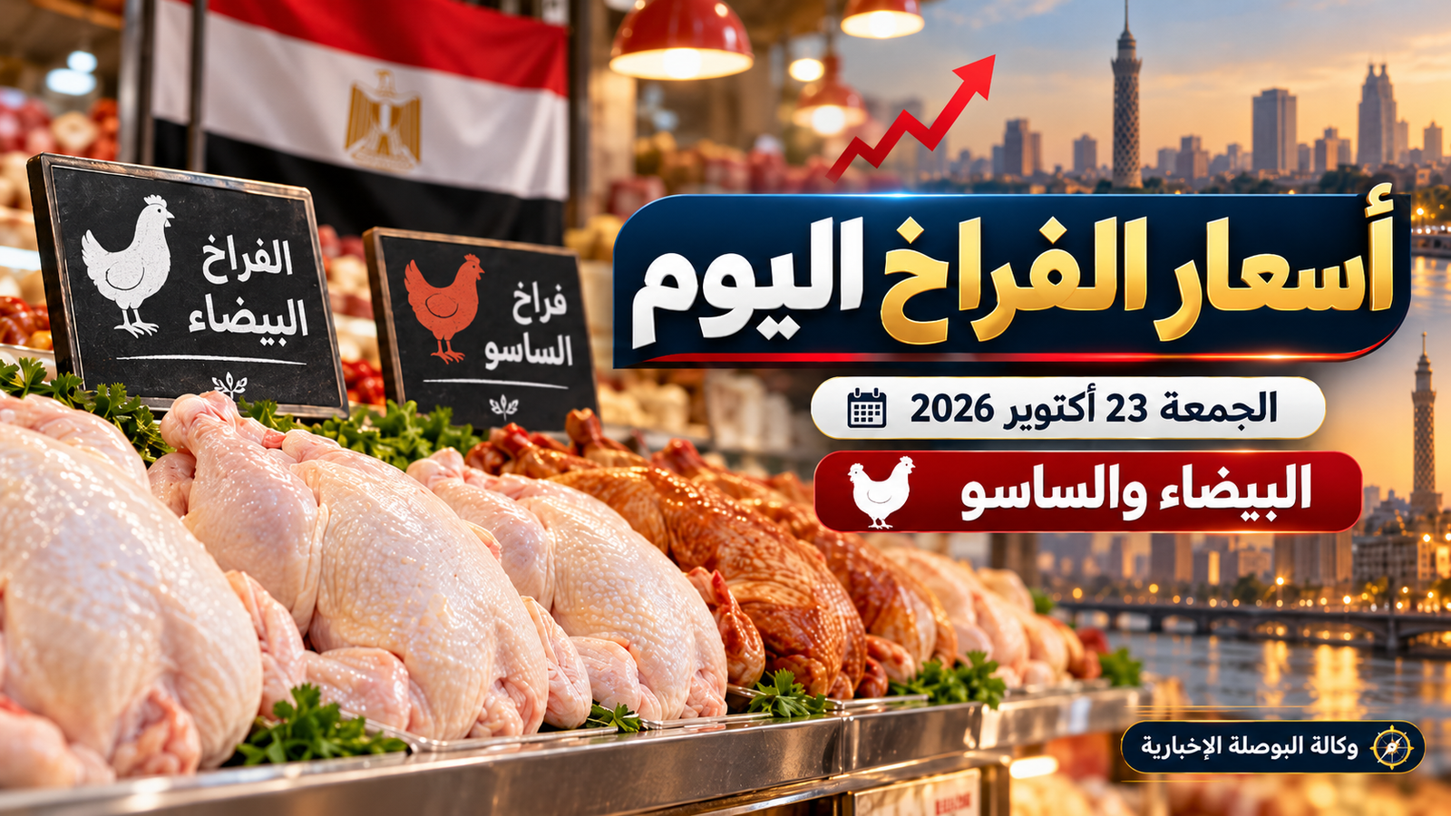أسعار الفراخ البيضاء والساسو اليوم الجمعة 23 أكتوبر 2026 في مصر