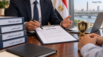 مستشار يشرح وثيقة تأمين للعميل في صورة توضيحية للتأمين النمطي