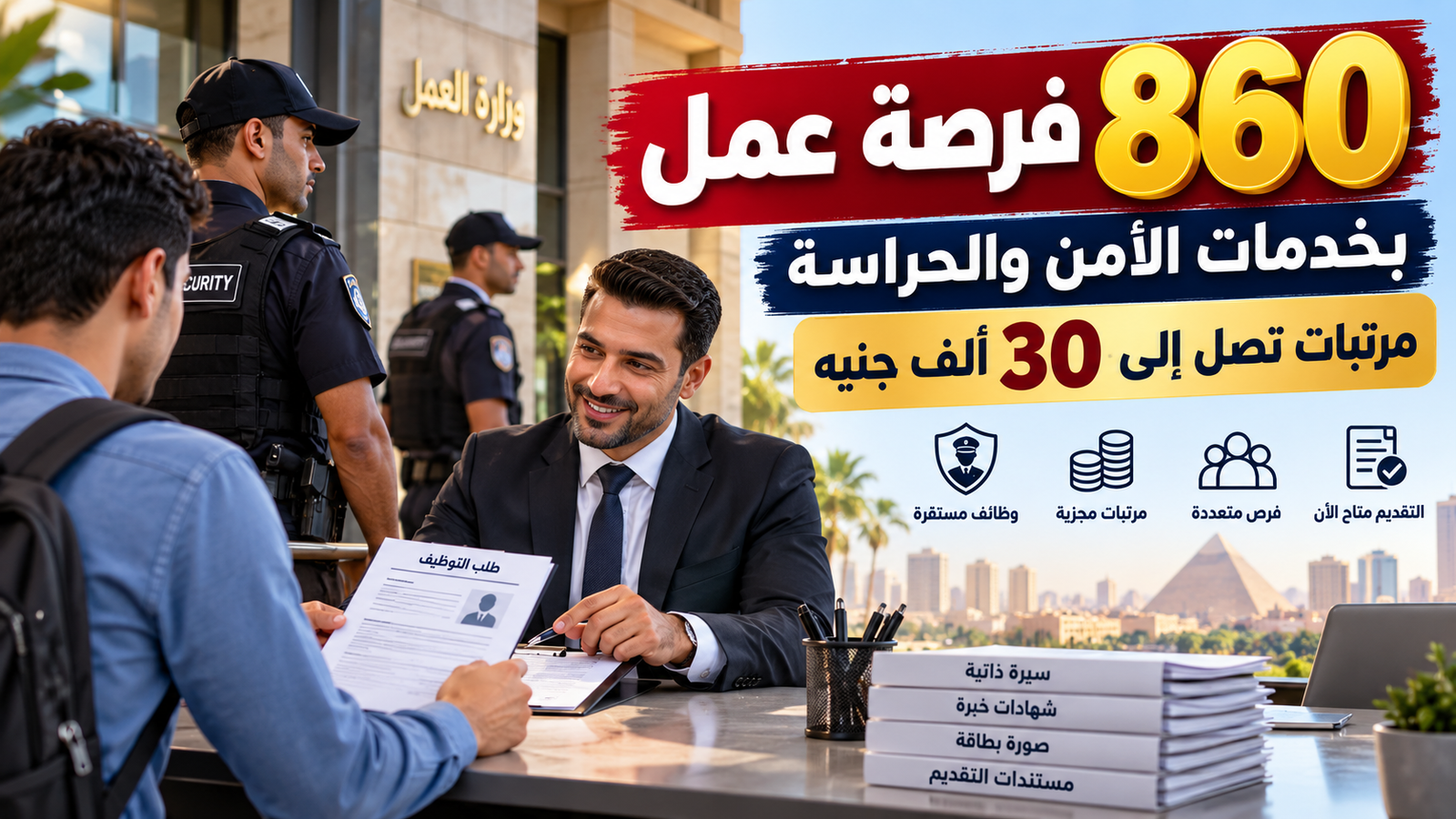 860 فرصة عمل بالأمن والحراسة برواتب تصل إلى 30 ألف جنيه.. الشروط وطريقة التقديم