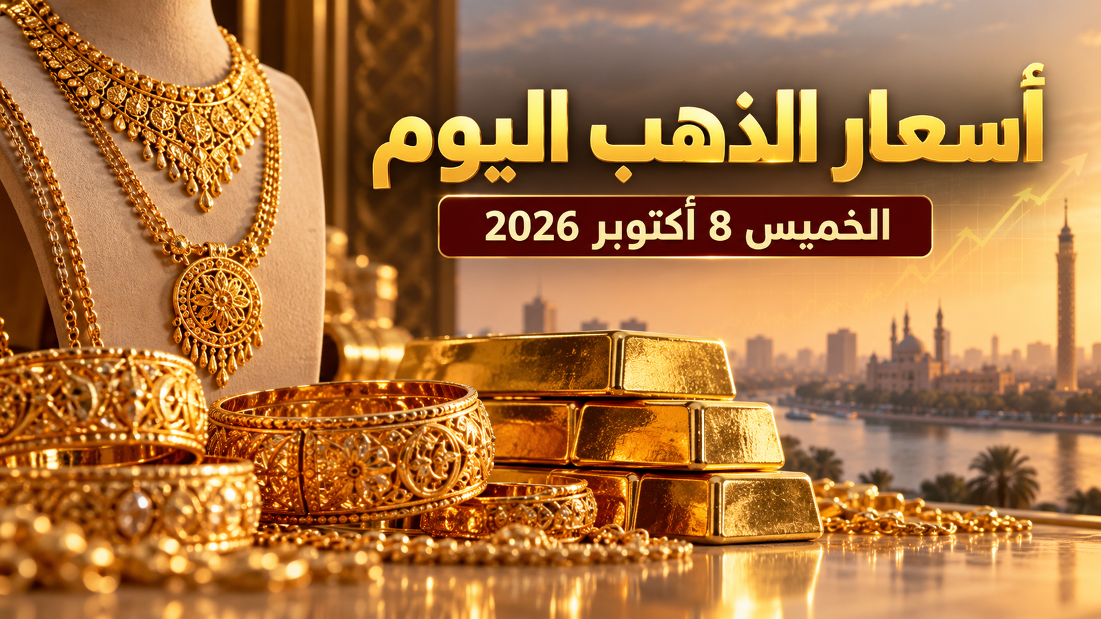 سعر الذهب اليوم الخميس 8 أكتوبر 2026 في مصر.. عيار 21 عند 6110 جنيهات بآخر تحديث