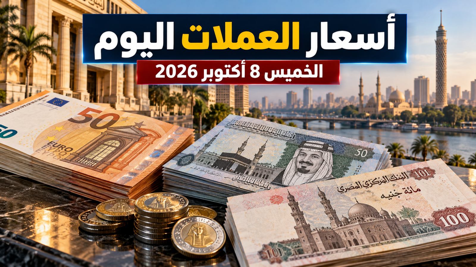 أسعار العملات اليوم الخميس 8 أكتوبر 2026 في مصر.. آخر نشرة رسمية قبل عطلة البنوك