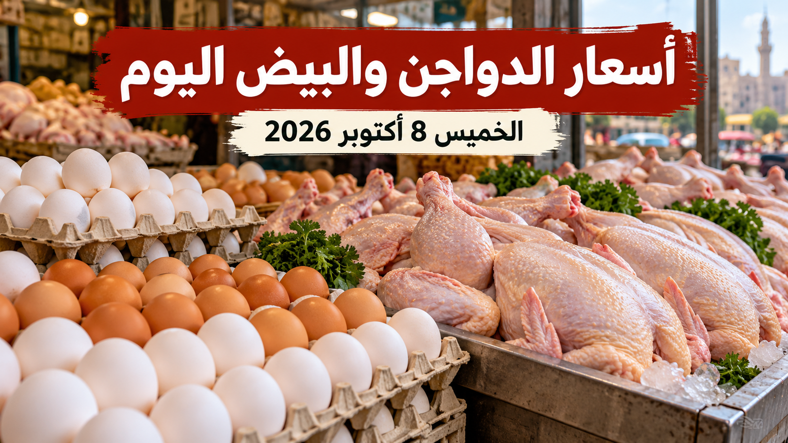 أسعار الدواجن والبيض اليوم الخميس 8 أكتوبر 2026.. البيضاء تبدأ من 84 جنيهًا