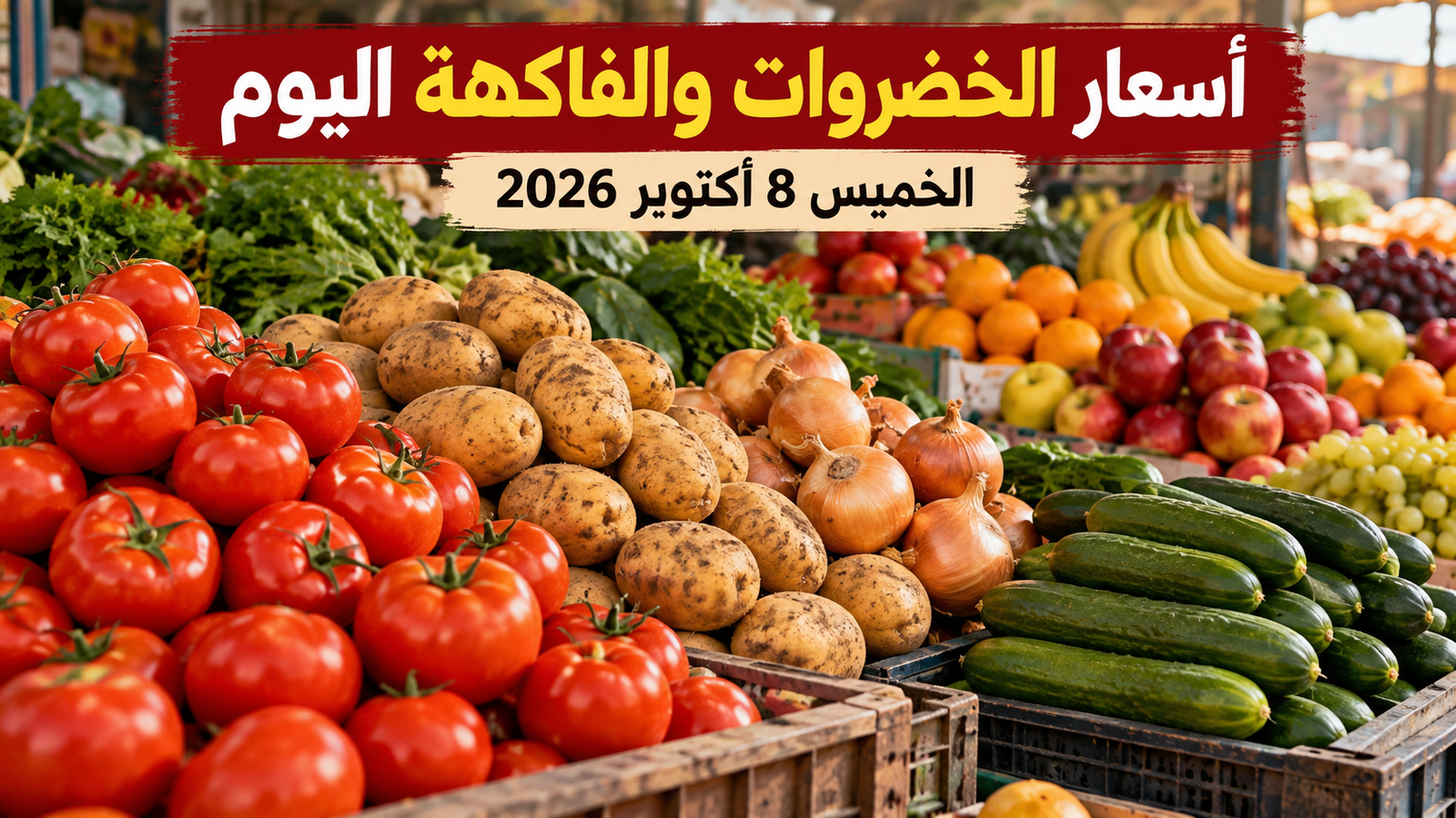 أسعار الخضروات والفاكهة اليوم الخميس 8 أكتوبر 2026 والطماطم والبطاطس والبصل